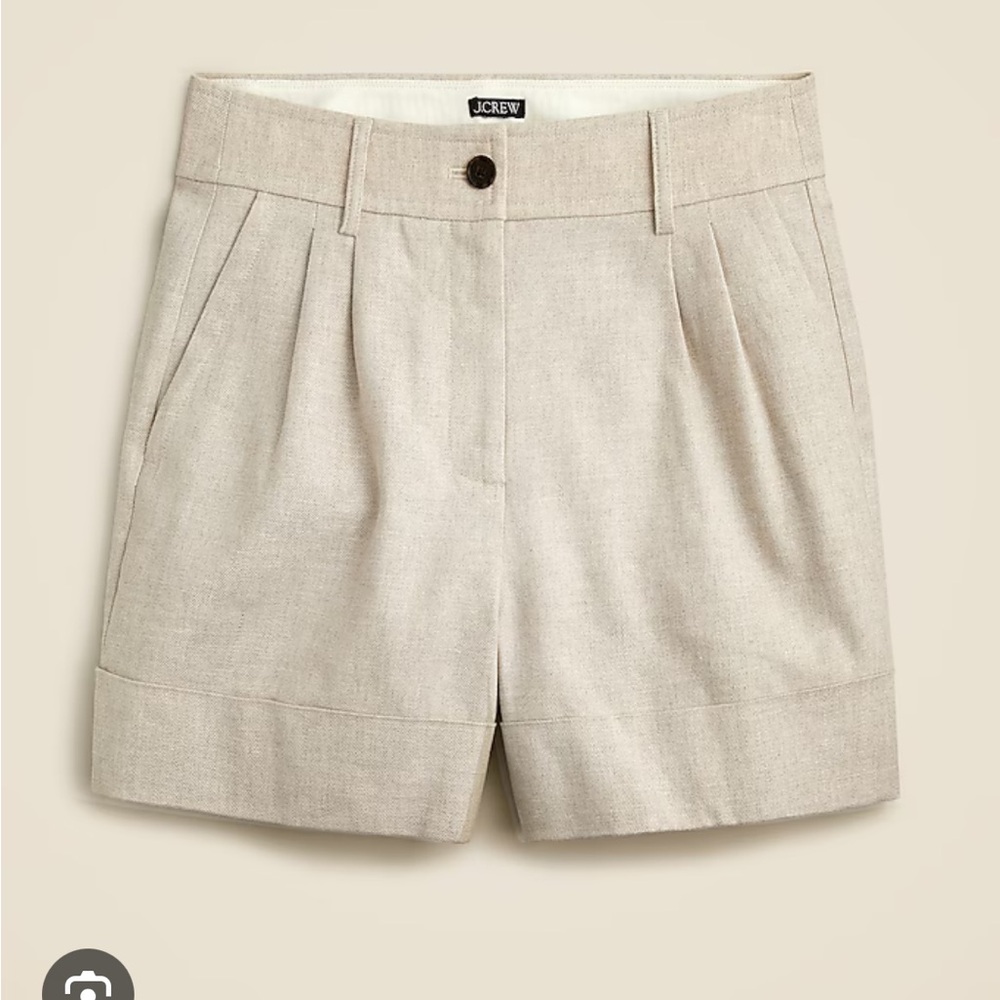 Women's Beige Linen Blend Shorts